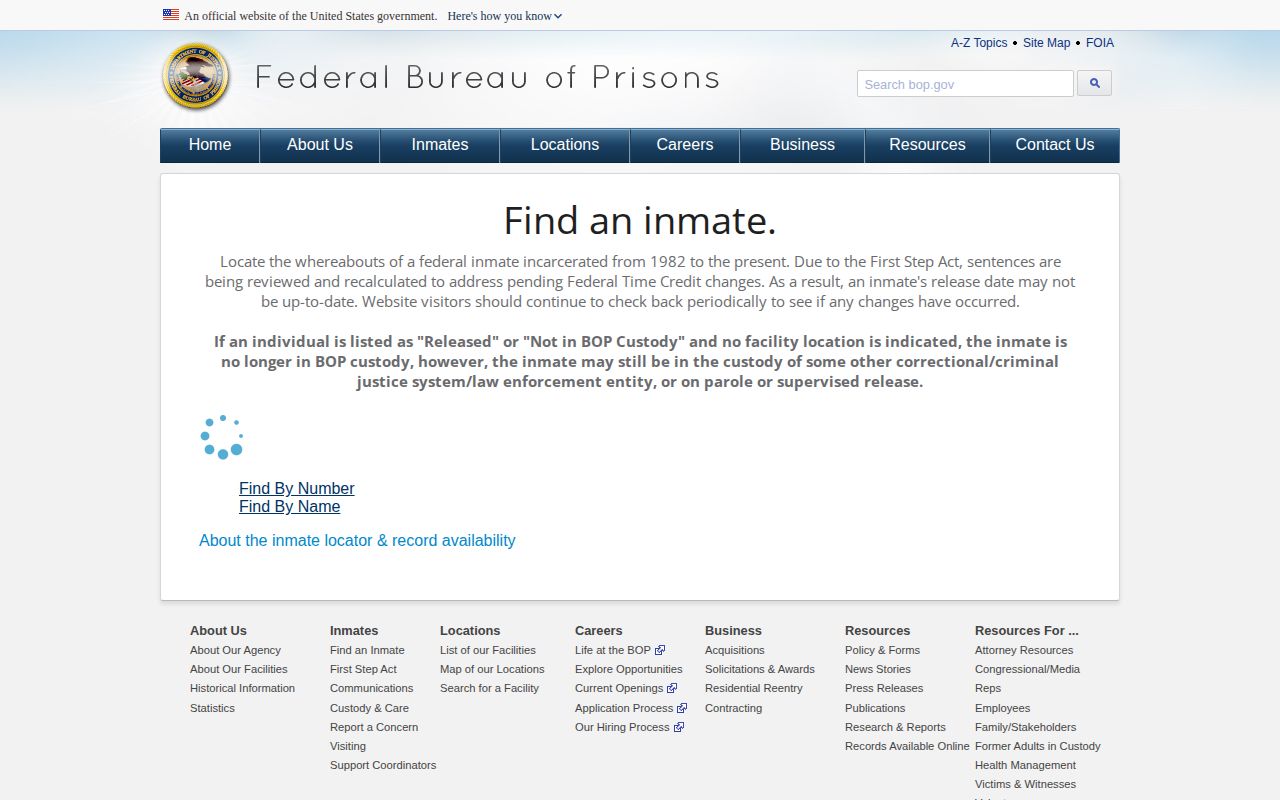 Federal BOP locator for a Dickens County release search